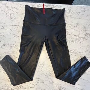 Spanx Black High-Waisted Leather-like Leggings